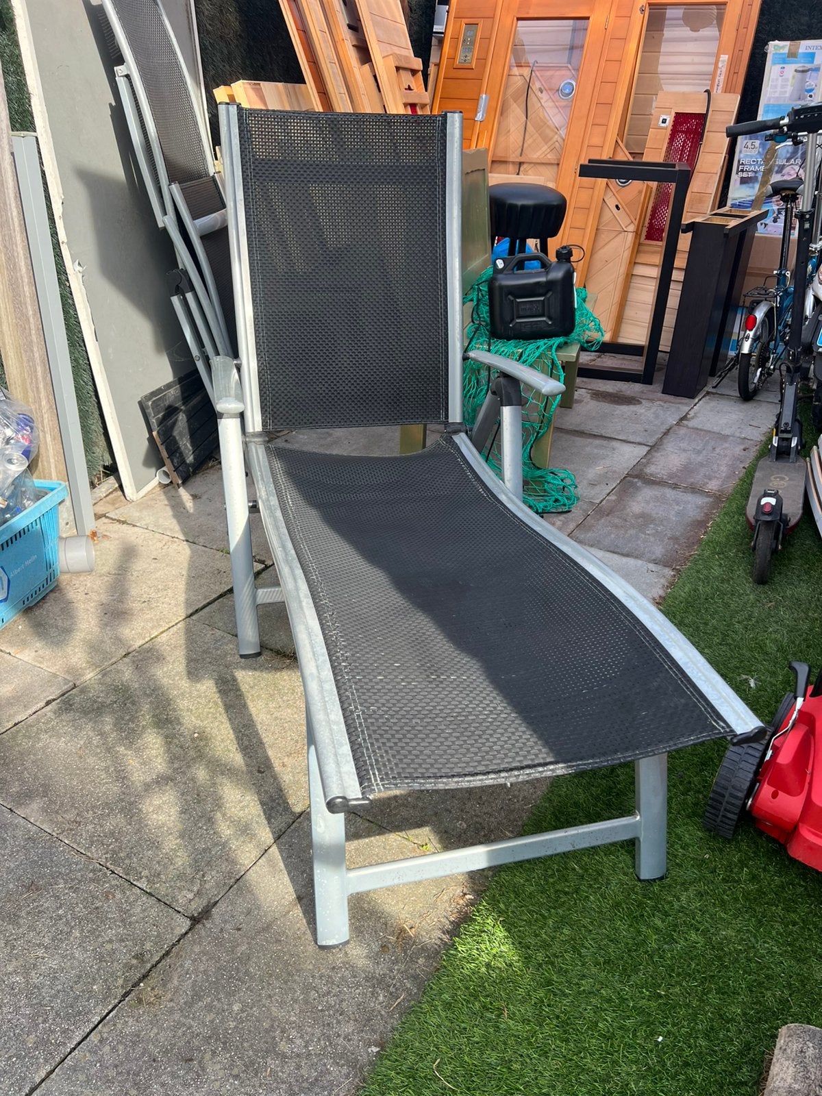 Set van 2 Luxe Verstelbare Ligbedden / Tuinstoelen, Tuin en Terras, Ophalen of Verzenden, Zo goed als nieuw, Aluminium, Inklapbaar