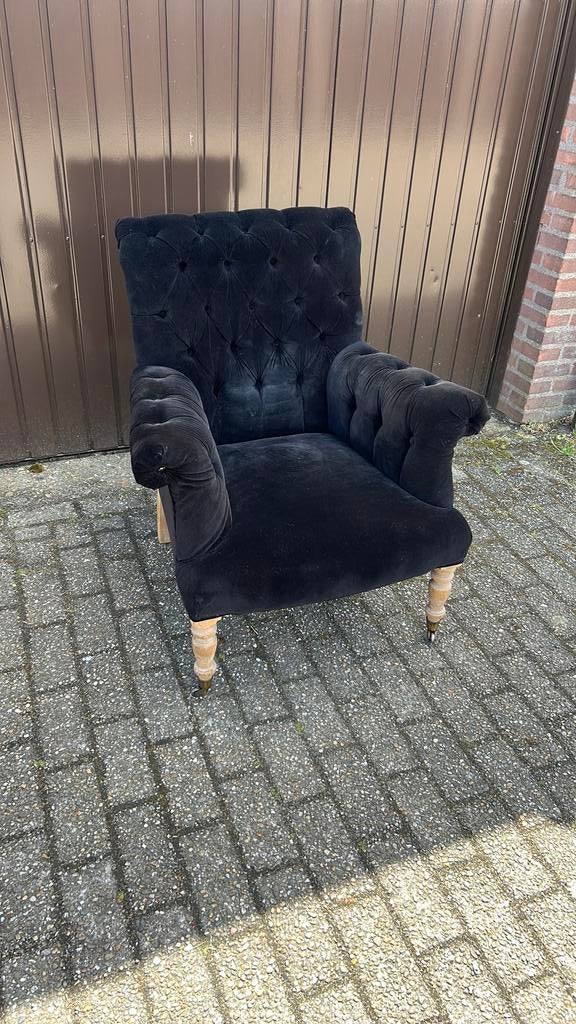 Fauteuil zwart landelijk Eichholtz, Huis en Inrichting, Fauteuils, Ophalen, Zo goed als nieuw, 75 tot 100 cm