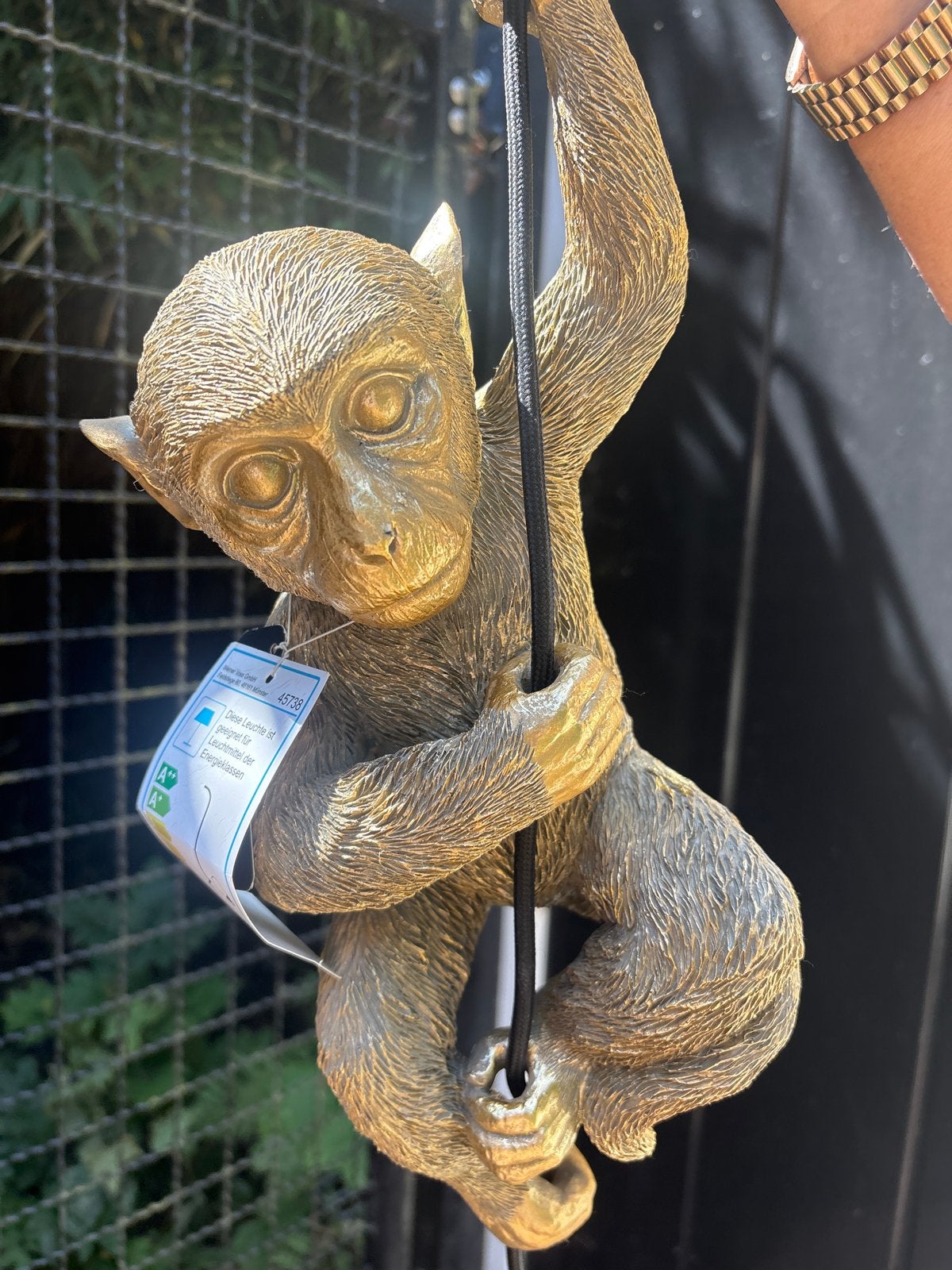Unieke Apenlamp - Gouden Aap met Hanglamp, Ophalen, Overige merken, Kunststof, Nieuw