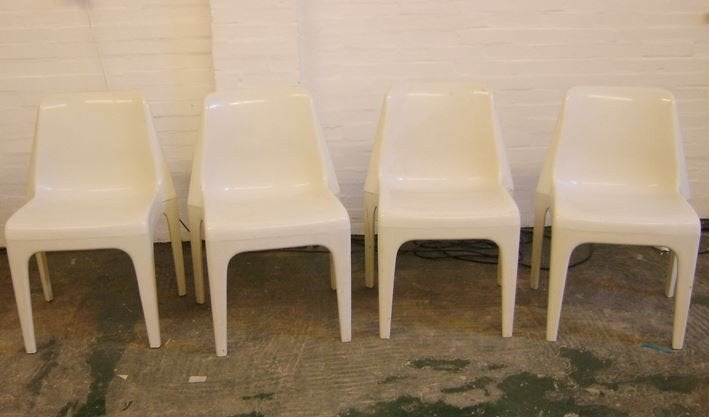 Retro Vintage S&H Schroder & Henzelmann stoelen, Ophalen, Kunststof, Gebruikt, Wit