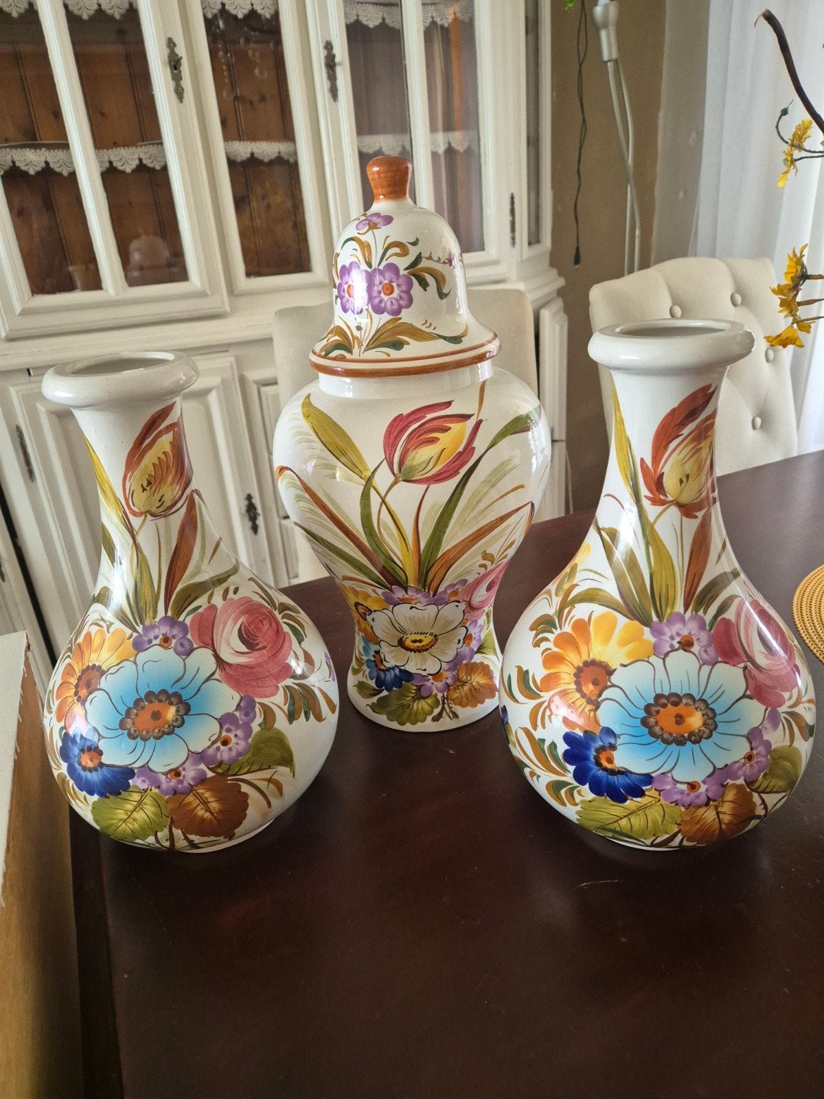Prachtig Bassano Keramiek Set: 2 Vazen en Pot met Deksel, Antiek en Kunst, Antiek | Vazen, Ophalen of Verzenden