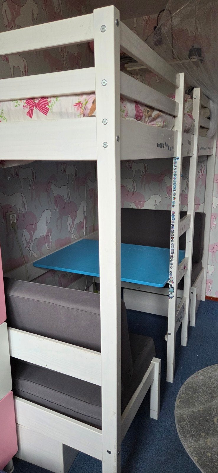 hoogslaper met treinzit om te bouwen tot logeerbed, Ophalen, Gebruikt, Eenpersoons, 200 cm