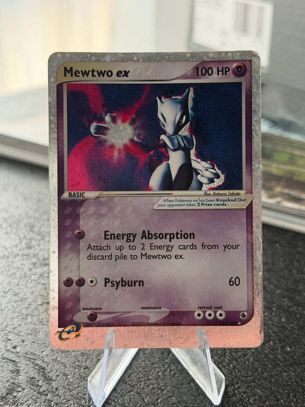 Mewtwo ex 100 HP Pokémon kaart (2003), Ophalen of Verzenden, Gebruikt, Losse kaart