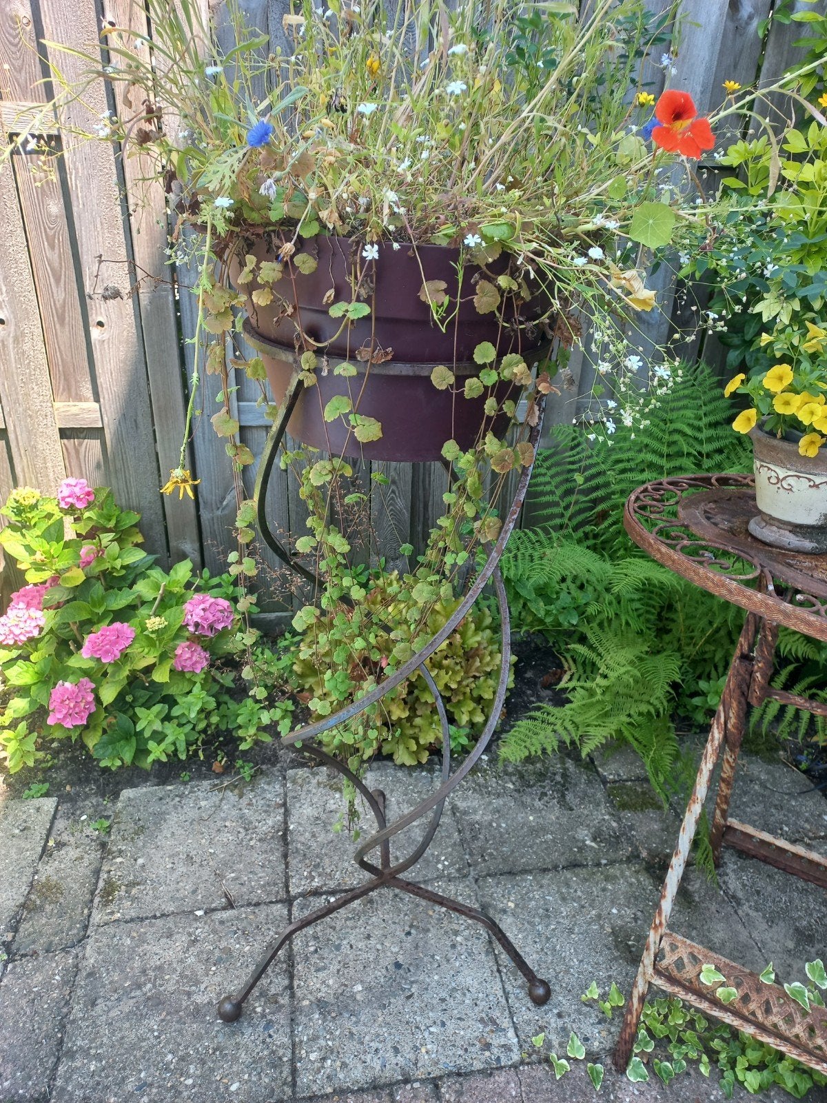 Ruilen; standaard met plantenbak en plantjes, Tuin en Terras, Planten | Tuinplanten, Ophalen, Overige soorten, Volle zon