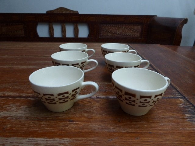 6 art deco keramiek kopjes, Ophalen of Verzenden