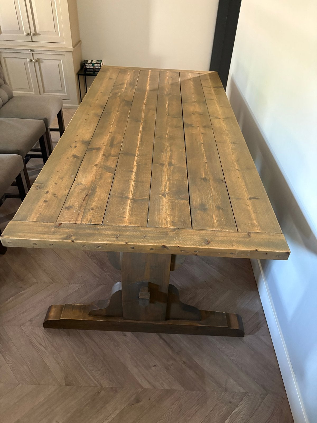 Robuuste kloostertafel 240x110 - Zeer stevig en netjes, Huis en Inrichting, Tafels | Eettafels, Ophalen, Gebruikt, 100 tot 150 cm