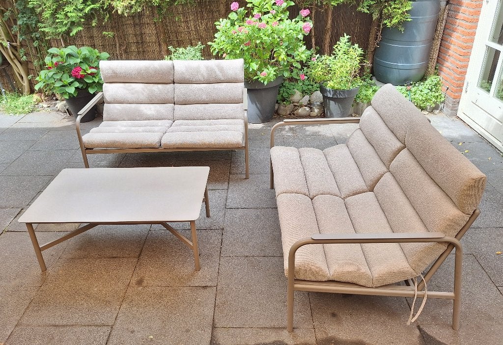 Loungeset Tuin z.g.a.n. 2 loungebanken en een tafel, Ophalen, Bank, Zo goed als nieuw, Loungeset