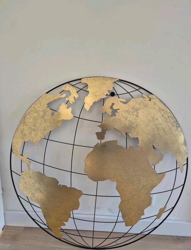Grote gouden wereldbol van Cranenbroek - Zwart metaal, Huis en Inrichting, Woonaccessoires | Wereldbollen, Ophalen, Zo goed als nieuw