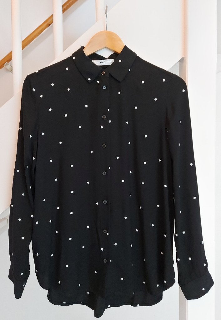 Blouse zwart met witte stippen van Mango maat S/M, Mango, Zwart, Nieuw, Ophalen of Verzenden