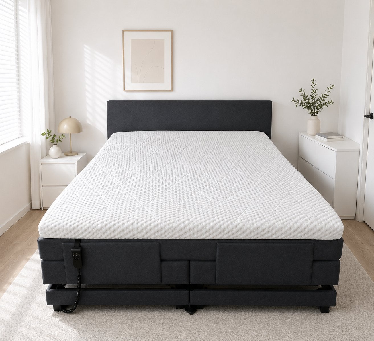 Elektrisch Verstelbaar Boxspring Bed 140x200 cm, Ophalen, Gebruikt, 140 cm, Twijfelaar