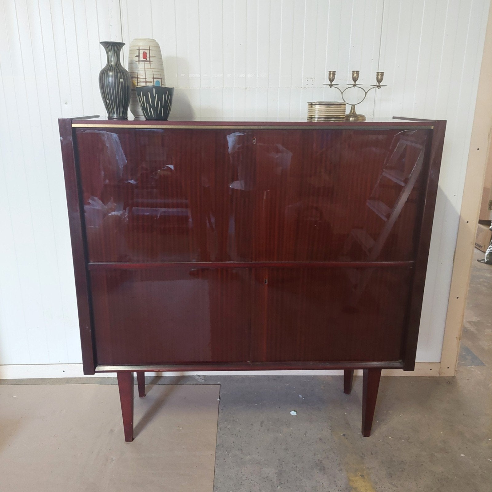 Lucky Vintage jaren '60 Highboard of barkast hoogglans, Ophalen, Gebruikt, 100 tot 150 cm, .