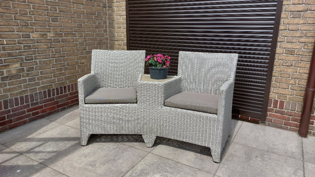 Wicker tuin set + kussens, Tuin en Terras, Tuinsets en Loungesets, Ophalen, Zo goed als nieuw, Wicker, 2 zitplaatsen
