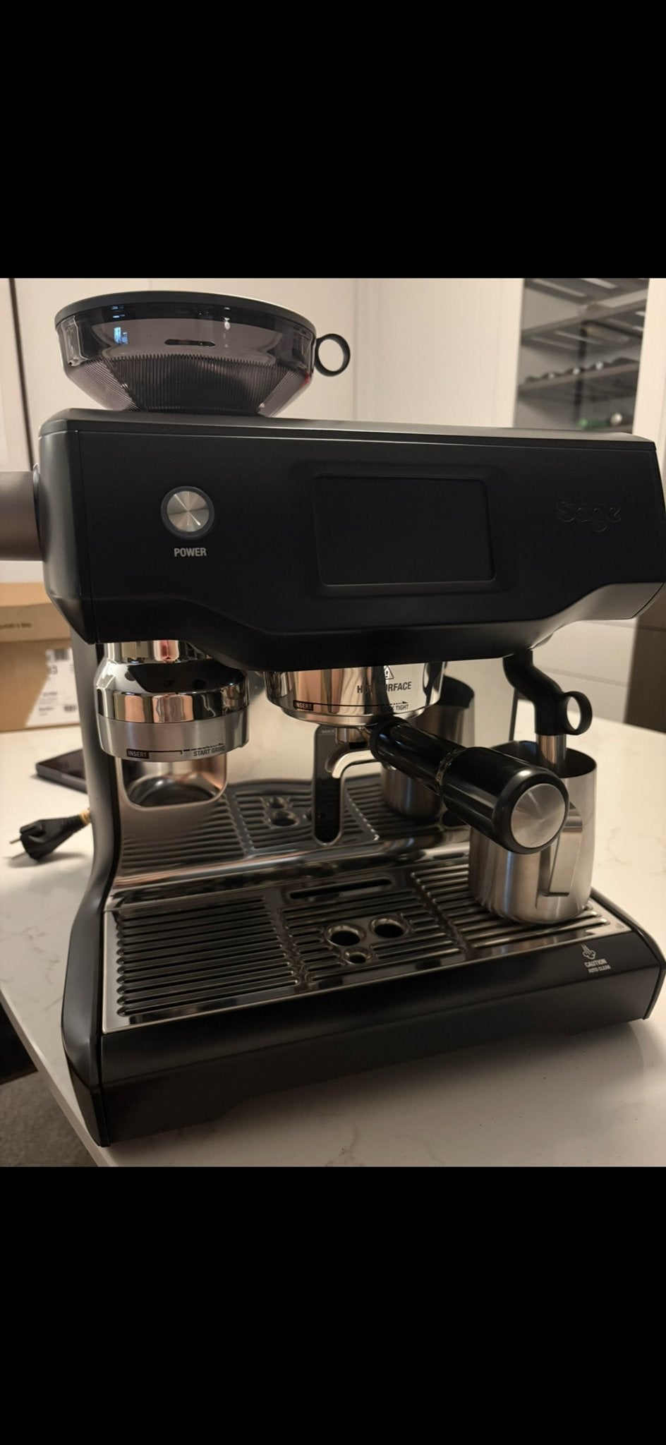 Espresso machine sage oracle touch black truffle., Espresso apparaat, Koffiebonen, Zo goed als nieuw, 2 tot 4 kopjes