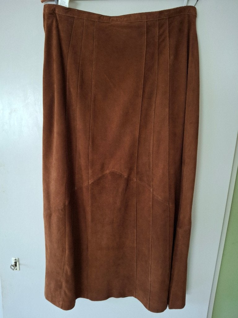 Rok leer, Kleding | Dames, Ophalen, Bruin, Maat 42/44 (L), Zo goed als nieuw