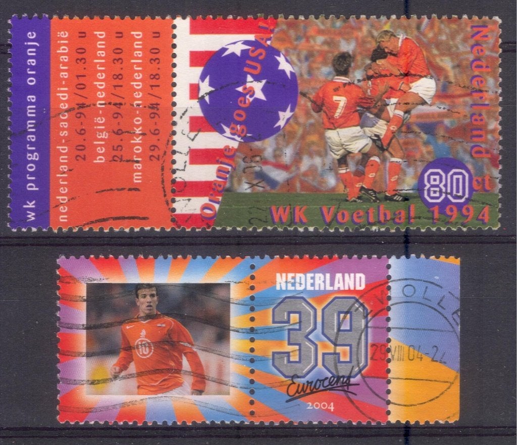 Combinaties of met tab (6) - voetbal - WK 1994 / EK 2004, Postzegels en Munten, Verzenden, Na 1940, Gestempeld