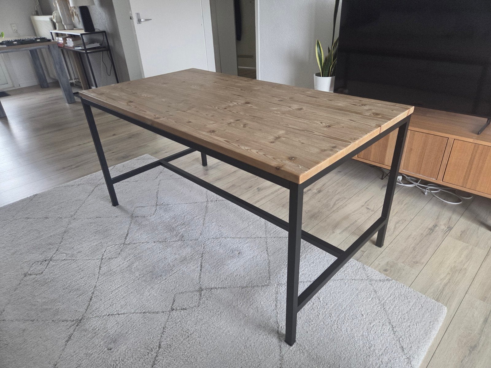 Tafel Eettafel - Hout en Metaal (150x80x75cm), Huis en Inrichting, Tafels | Eettafels, Gebruikt, 100 tot 150 cm, Modern, Industrieel