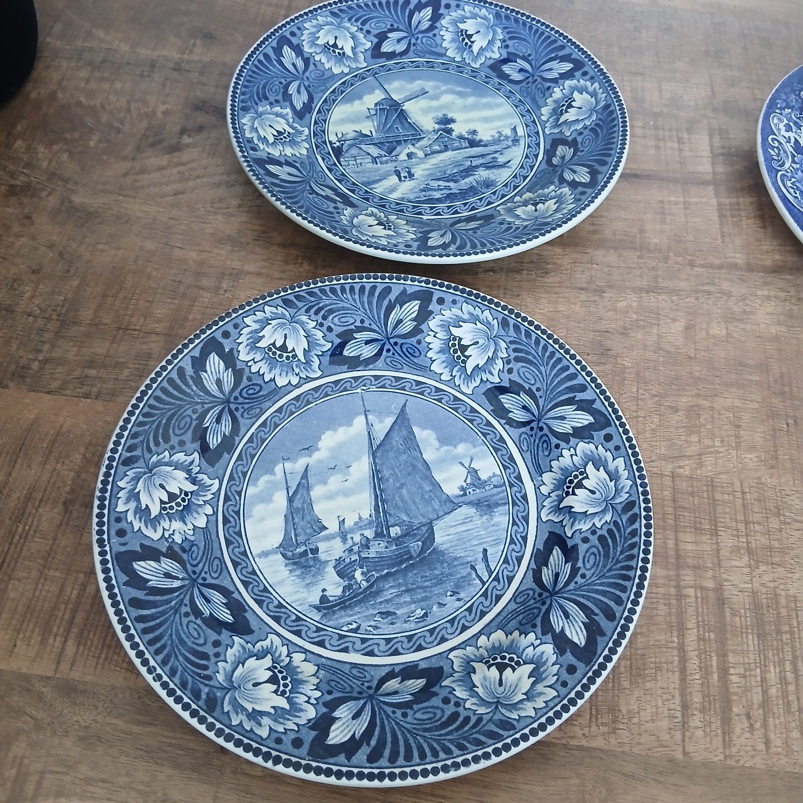 Diverse blauw-witte borden met landschappen, Antiek en Kunst, Antiek | Servies los, Ophalen