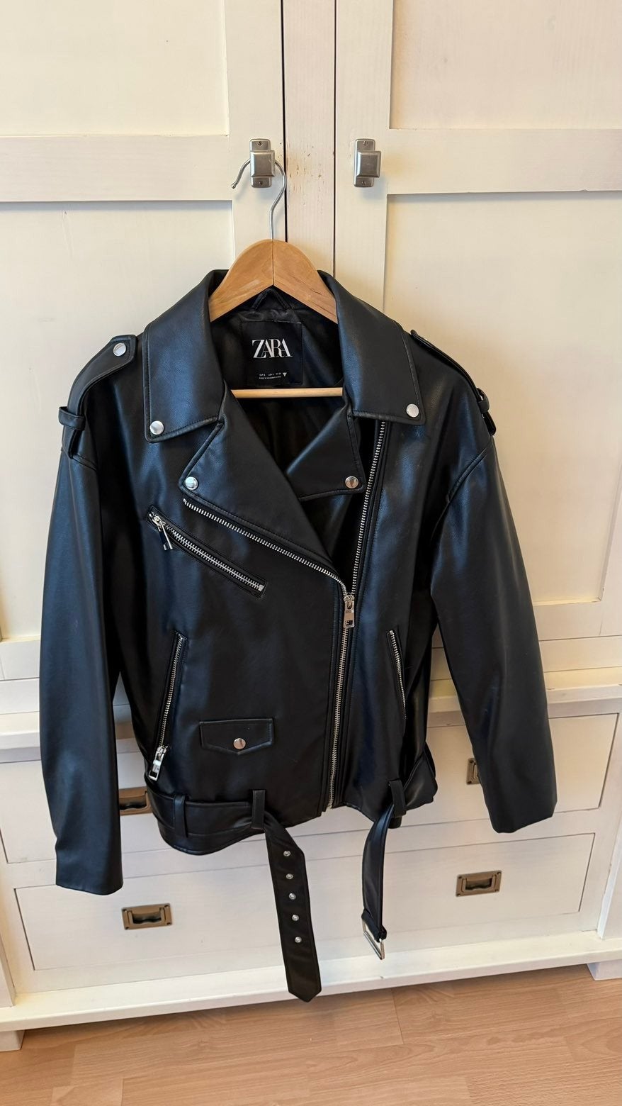 ZARA OVERSIZED LEREN JAS MT S, Ophalen of Verzenden, Zo goed als nieuw, Maat 36 (S), Zara