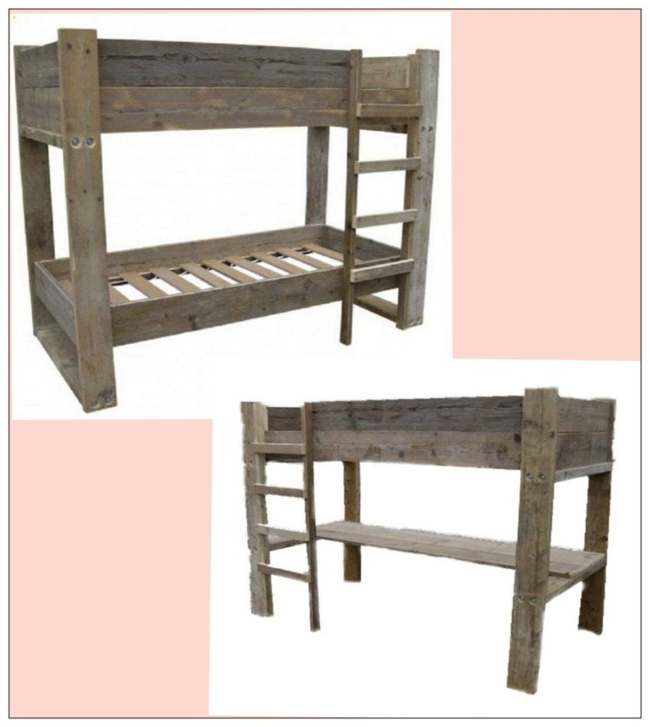 Stapelbed, half/hoogslaper steigerhout op maat gemaakt NIEUW, 90 cm, Eenpersoons, Nieuw, Ophalen of Verzenden