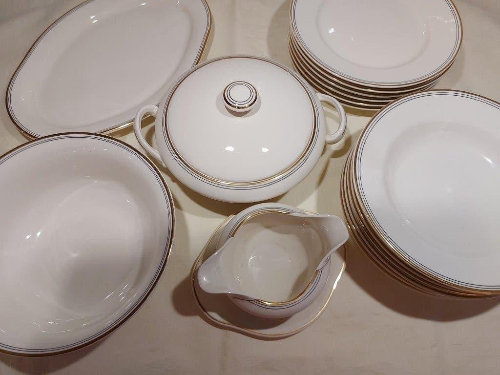 Serviesset 6 delig met zwart/doublé randje Mosa Maastricht, Huis en Inrichting, Keuken | Servies, Ophalen, Vintage, Zo goed als nieuw