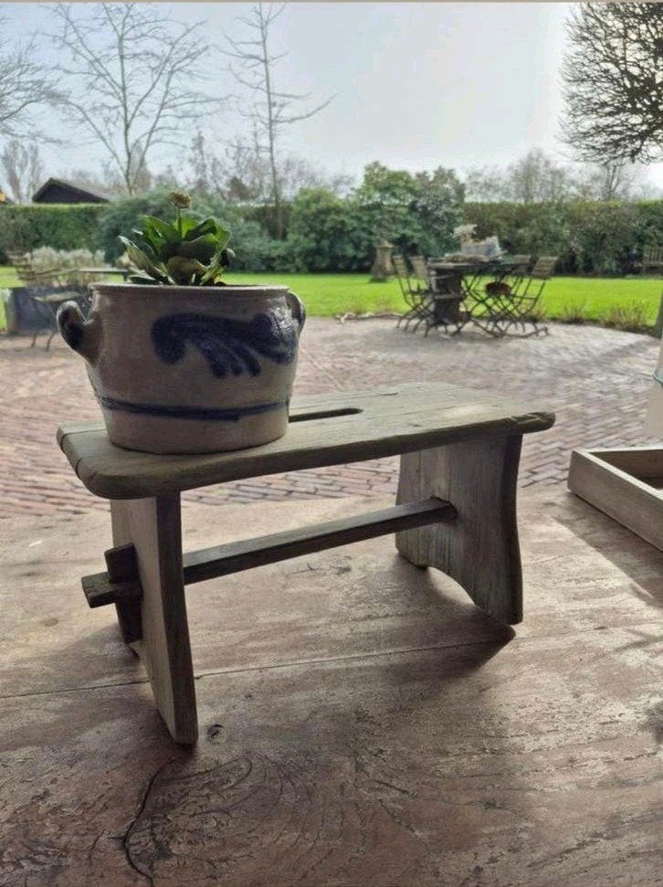 Brocante Houten Krukje - Vensterbank of Bijzettafel, Ophalen of Verzenden, Gebruikt, Hout