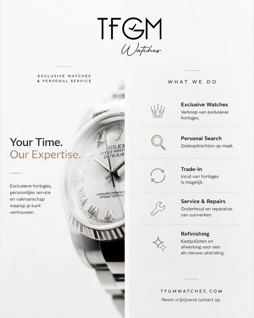 TFGM Watches | Verkoop, Inruil & Service | Rolex & Meer, Ophalen, Zo goed als nieuw, Zwart, IOS