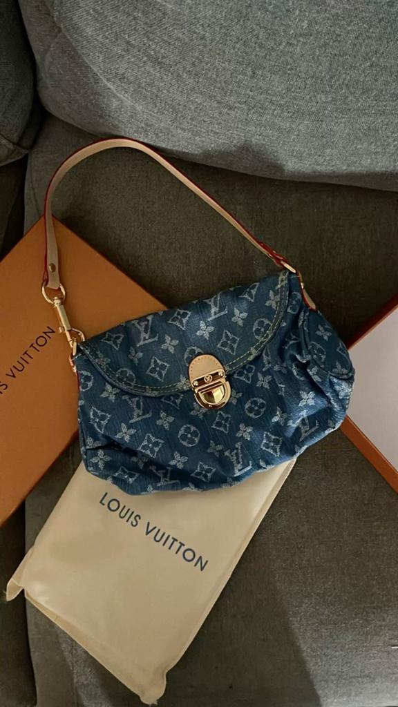 Denim Monogram Pochette model tas., Verzenden, Zo goed als nieuw, Blauw, Schoudertasje