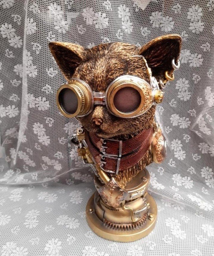 Steampunk cat, Verzamelen, Beelden en Beeldjes, Ophalen, Zo goed als nieuw, Dier