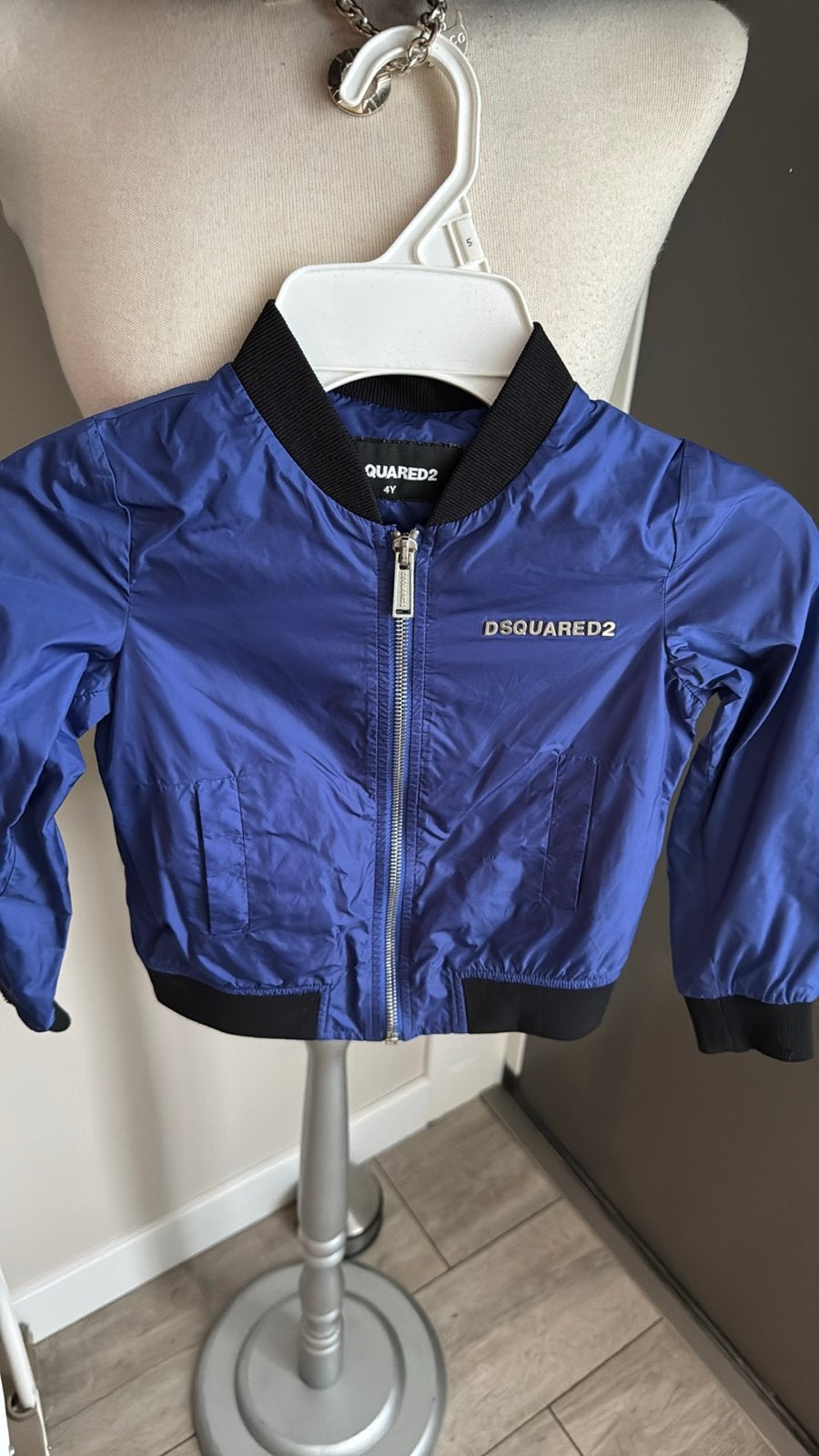 Dsquared2 Kinderjasje - Blauw Bomberjack Maat 4Y, Ophalen of Verzenden, Zo goed als nieuw, Jongen of Meisje