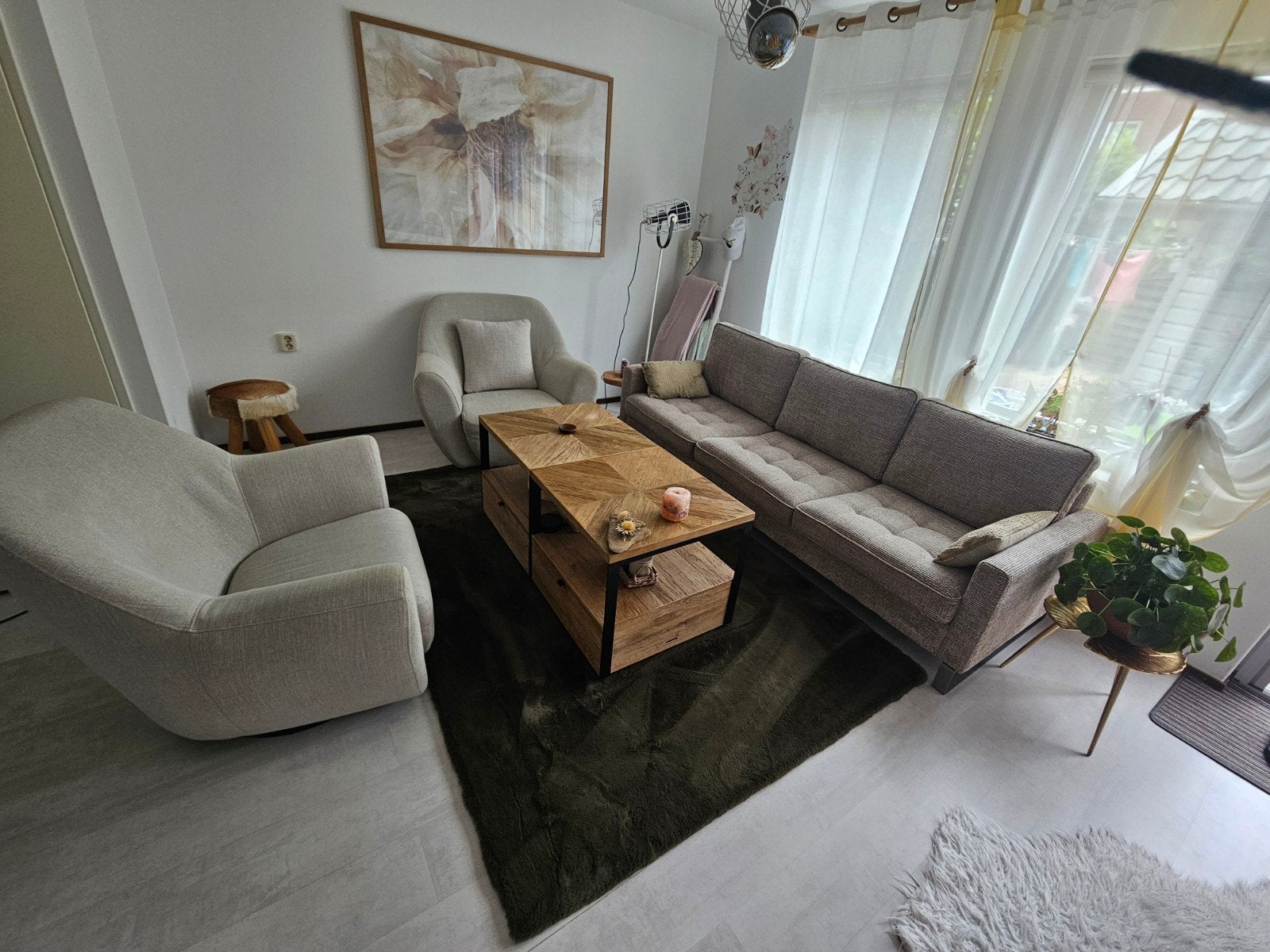 Riviera Maison Bank (3,5-zits) en 2 Fauteuils - Z.g.a.n., Huis en Inrichting, Banken | Bankstellen, Ophalen, 75 tot 100 cm, Zo goed als nieuw
