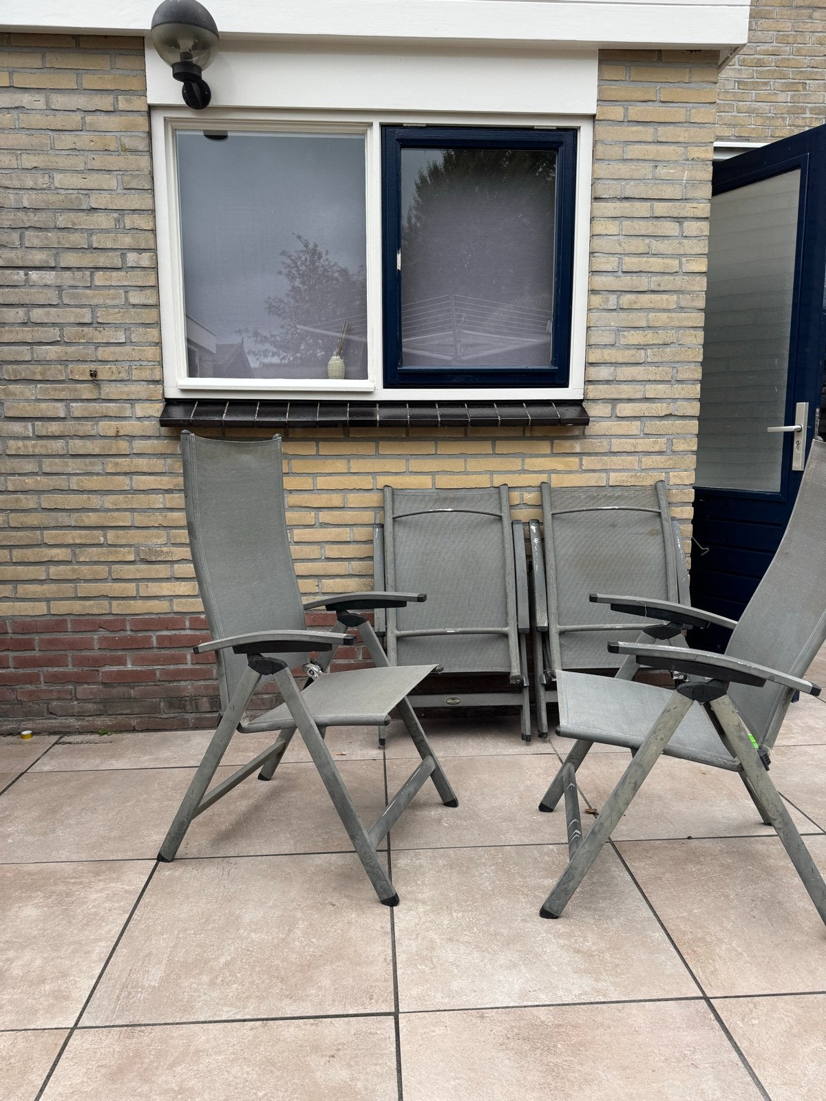 4x Tuinstoelen - Inklapbaar en Verstelbaar, Tuin en Terras, Tuinstoelen, Ophalen, Gebruikt, Aluminium, Inklapbaar
