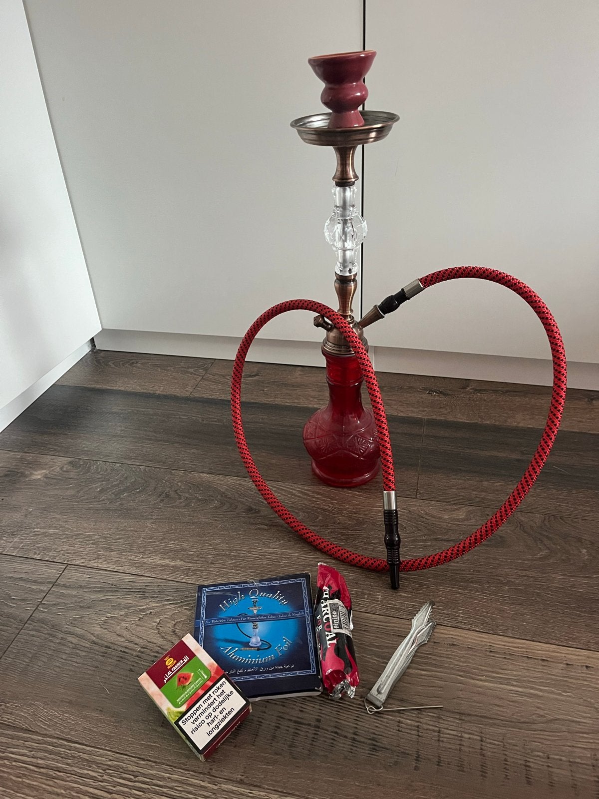 Glazen waterpijp / shisha met accessoires, Ophalen of Verzenden, Gebruikt, (Water)pijp