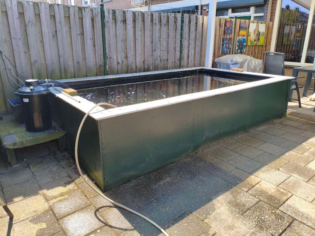 HDPE Vijverbak 4000L + 10 koikarpers, Tuin en Terras, Vijvers, Ophalen, Gebruikt