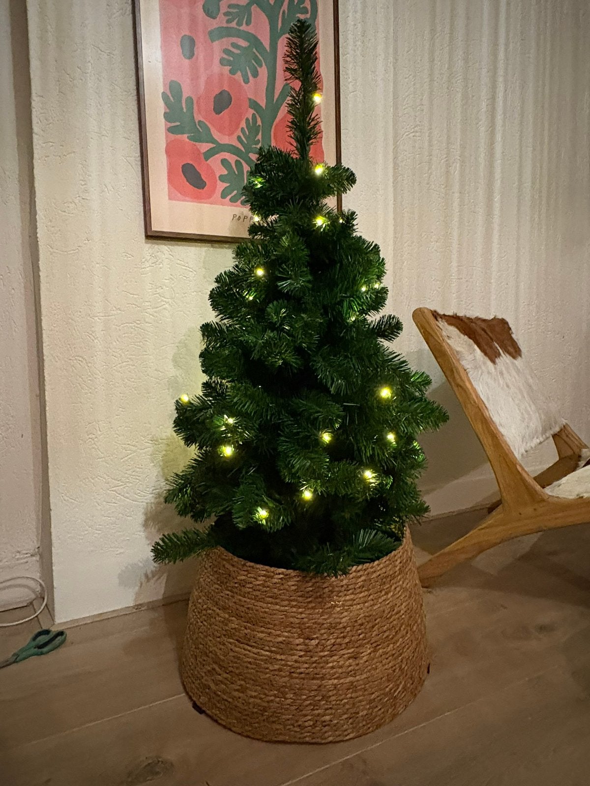 Kerstboom kunst met lichtjes en kerstboomrok, Ophalen of Verzenden