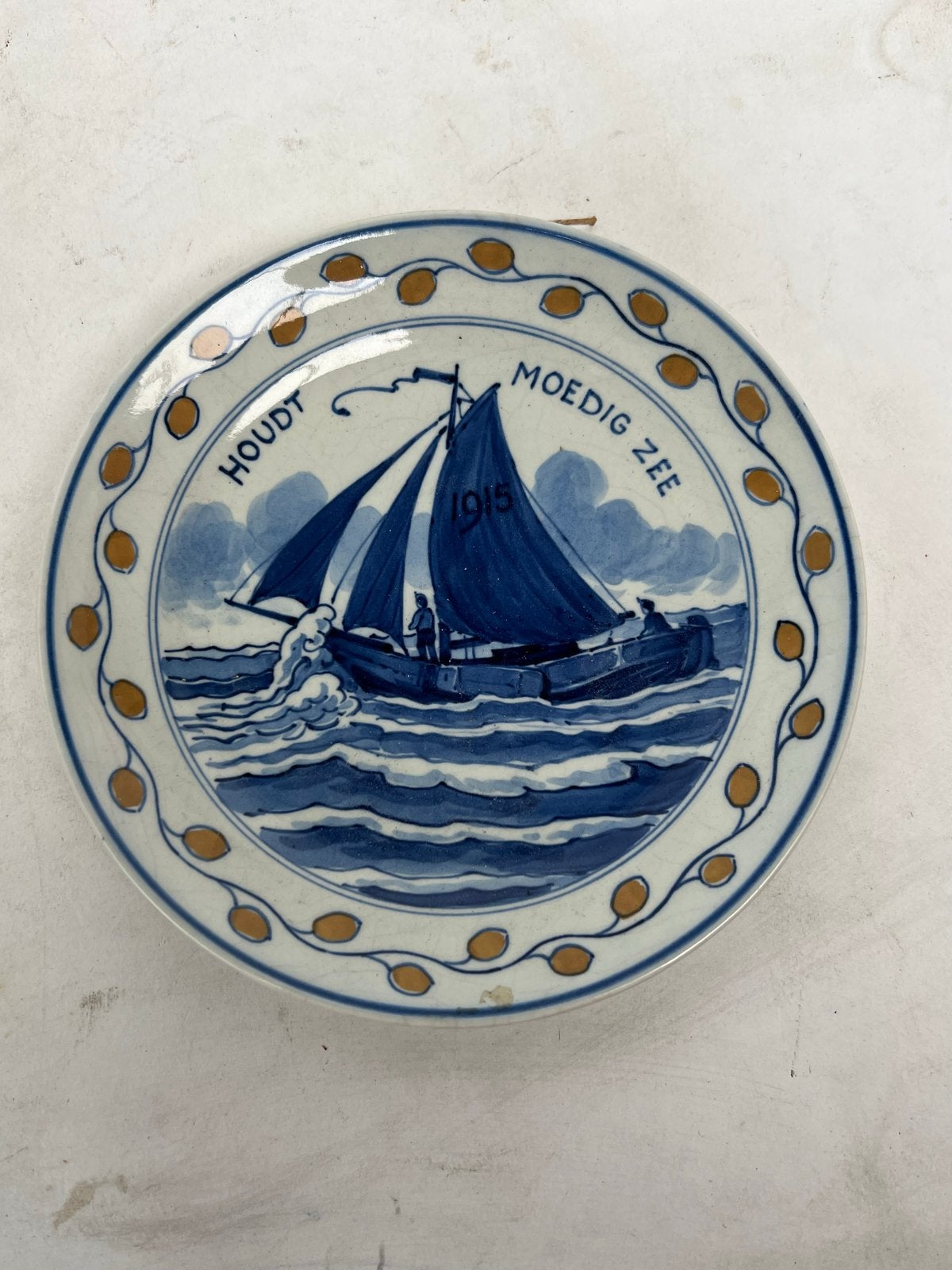 Eerste Wereldoorlog Antiek Wandbord "Houdt Moedig Zee" 1915, Ophalen of Verzenden