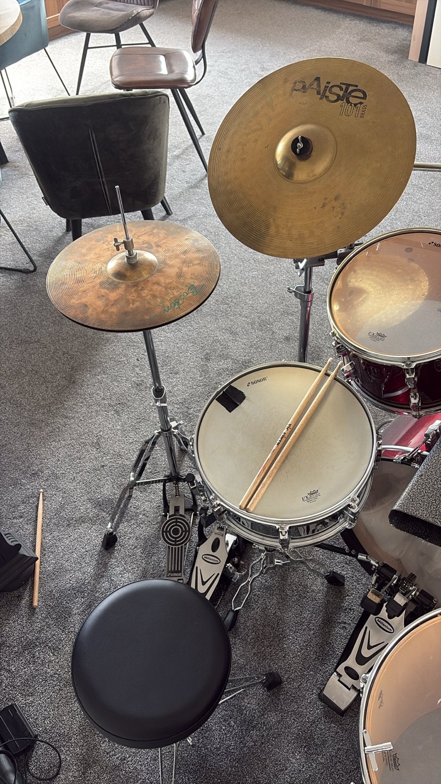 Sonor drumstel - Compleet en in goede staat, Ophalen, Gebruikt, Sonor