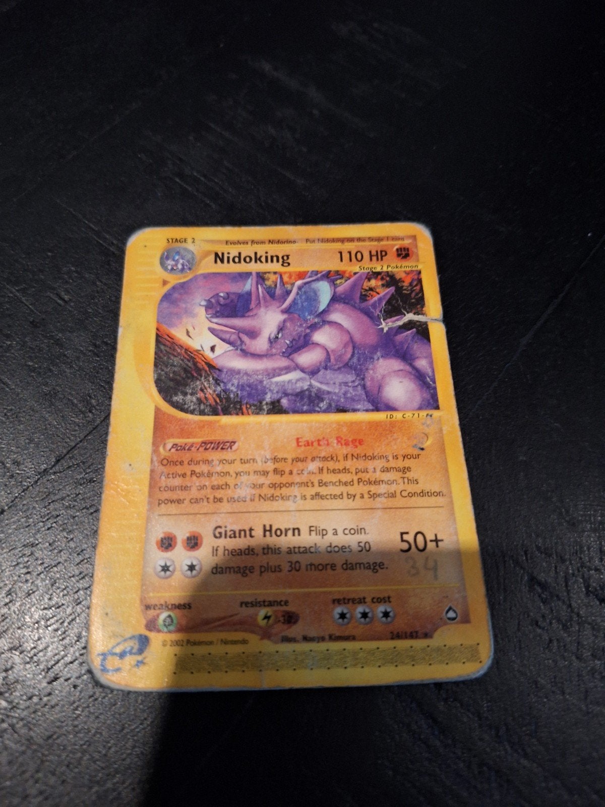Nidoking Pokémon Kaart, Ophalen of Verzenden, Gebruikt, Losse kaart
