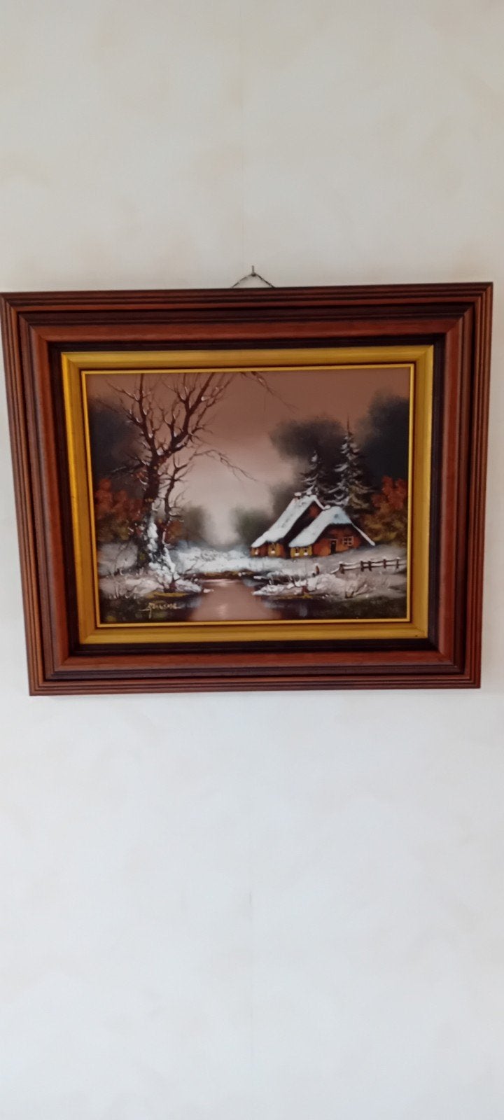 Schilderij Winterlandschap met Huisje, Ophalen, Doek, Realistisch, Landschap