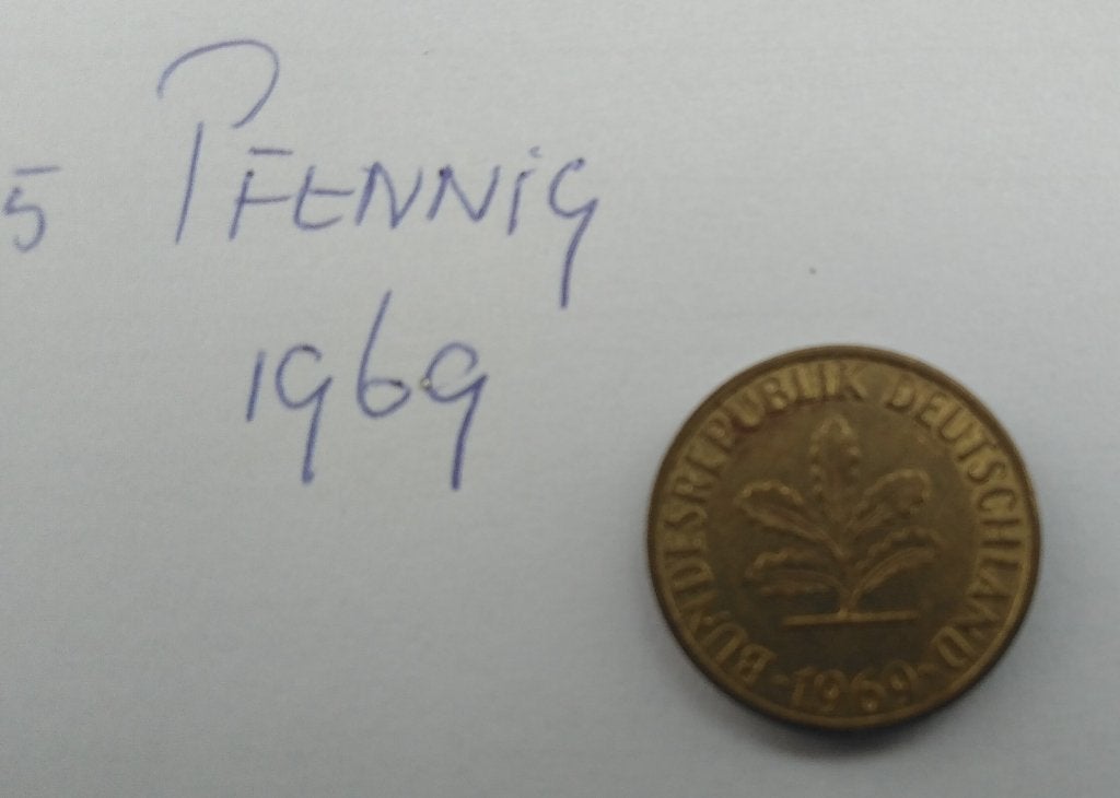 5 Pfennig 1969 Duitsland, Ophalen of Verzenden, Duitsland, Losse munt