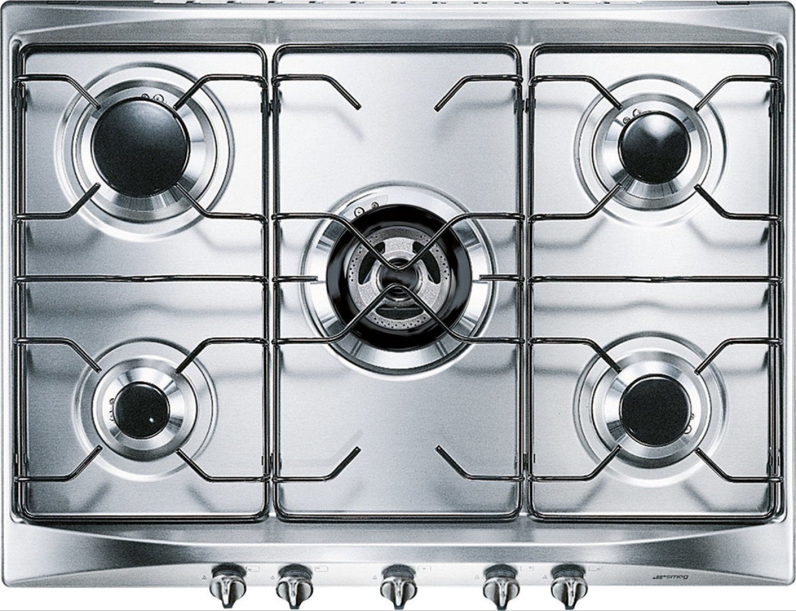 Smeg GKE75 Gaskookplaat - 5 branders, RVS, Inbouw, Ophalen, Gebruikt, Minder dan 85 cm, 60 cm of meer