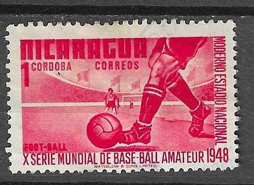 Nicaragua postzegel 1948 - Voetbal / Baseball, Ophalen of Verzenden, Gestempeld, Midden-Amerika
