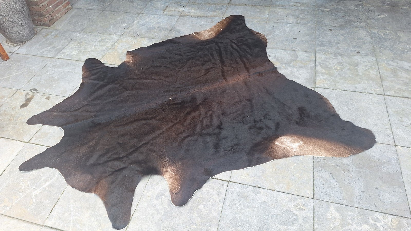 Prachtig donkerbruin koeienvel, uniek en decoratief, Natuurlijk, Rustiek, Modern, Ophalen of Verzenden, Zo goed als nieuw, 200 cm of meer