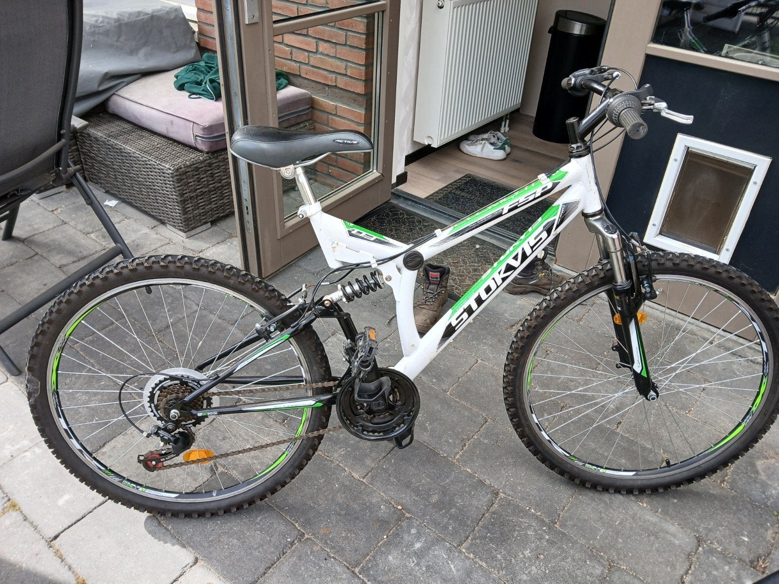 Stokvis Mountainbike - Wit/Groen, Volledig Geveerd, Ophalen of Verzenden, Gebruikt, Overige merken