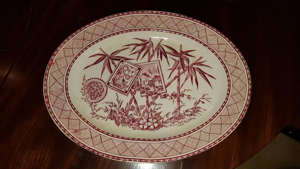 Engelse antieke serveer schaal  Bamboo decor, Ophalen of Verzenden