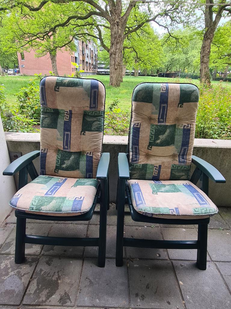 Hartman tuinstoelen met tuinkussens, Ophalen, Gebruikt, Kunststof, Verstelbaar