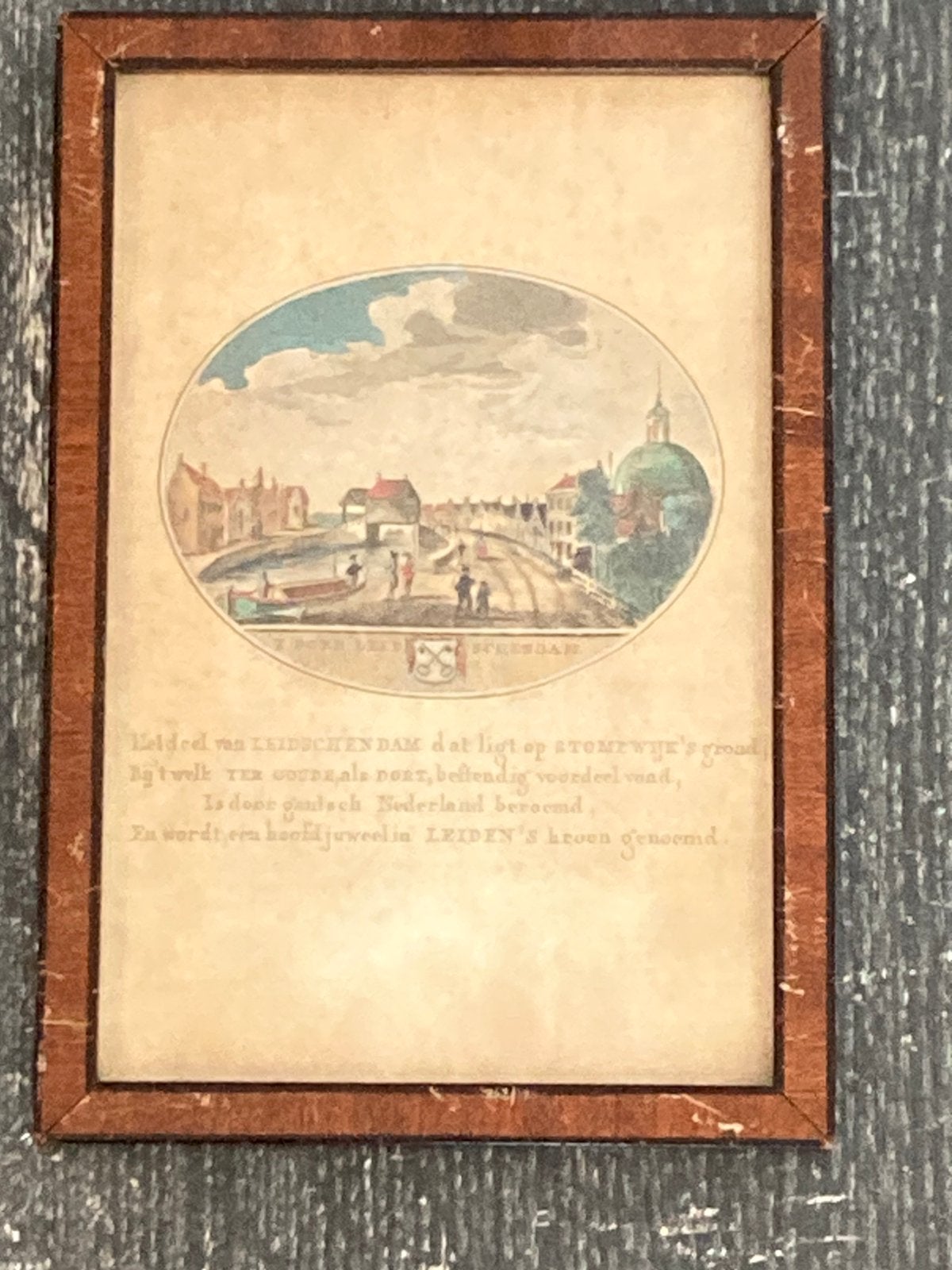 Antieke gravure Leidschendam (070726p), 1800 - 1899, Met tekst, Stadsgezicht, Ophalen of Verzenden