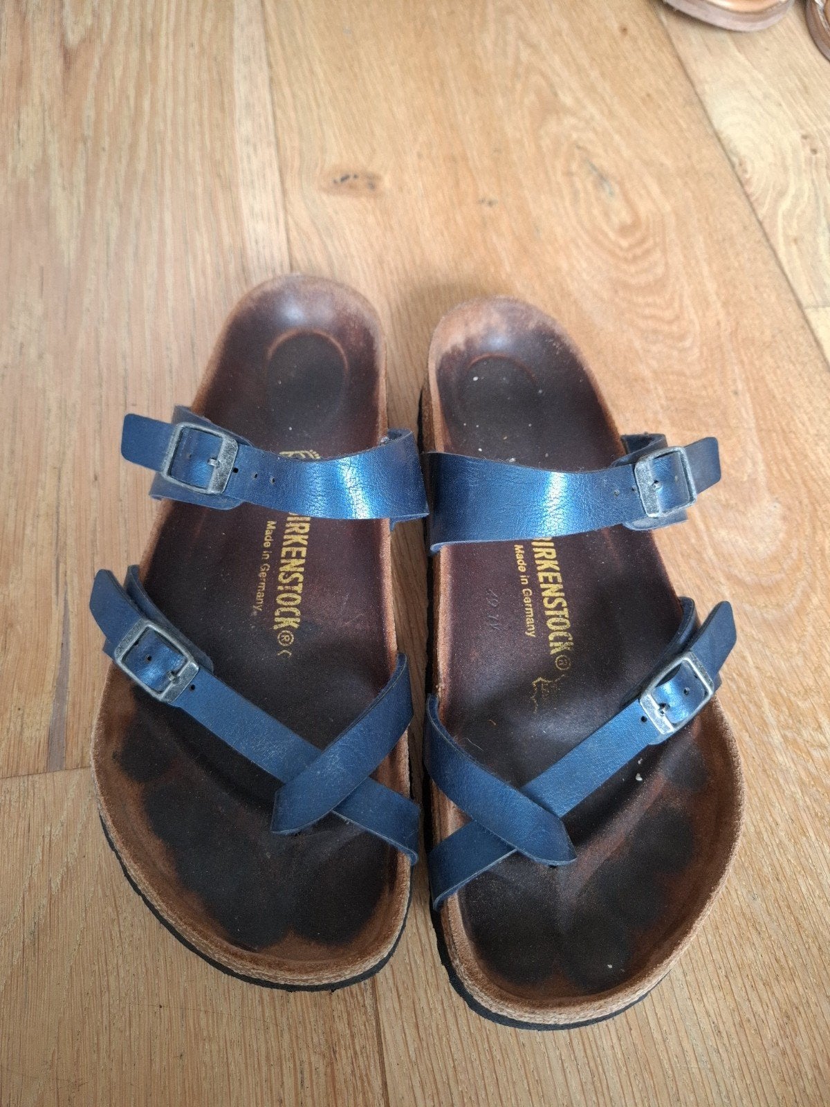 Birkenstock sandalen maat 40, Blauw, Gedragen, Birkenstock, Sandalen of Muiltjes