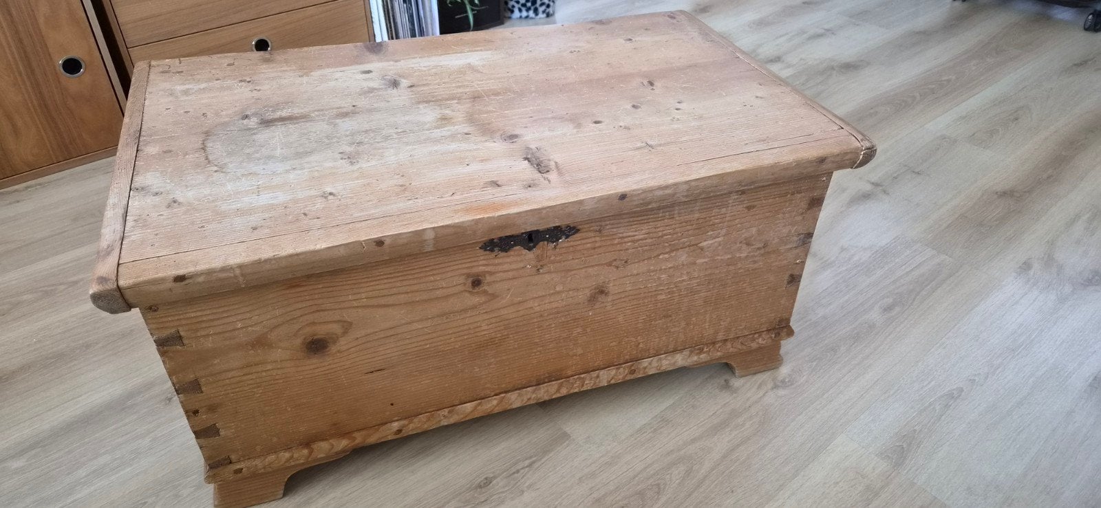 Grenen kist met deksel - Vintage look, Ophalen, Gebruikt, 50 tot 100 cm, Minder dan 50 cm