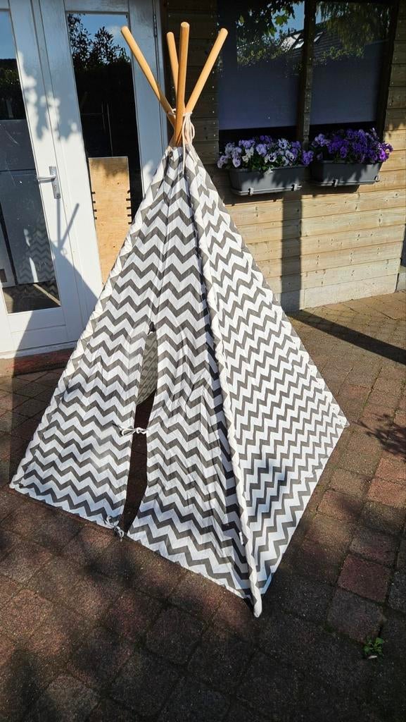 Tipi speeltent Bandits and Angels, grijs/wit., Ophalen, Hout