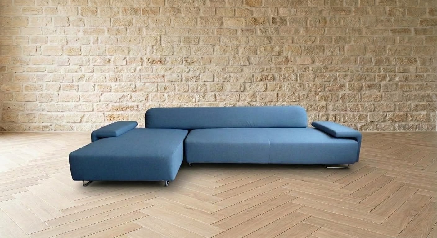 Moroso Lowland | Hoekbank | Opnieuw bekleed | Blauw wol, Modern design refurbished Italiaans design, Moroso, Info@andriesign.nl